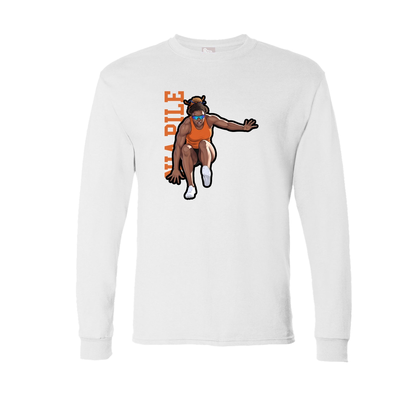 Long Sleeve Tee — Name Vertical in White