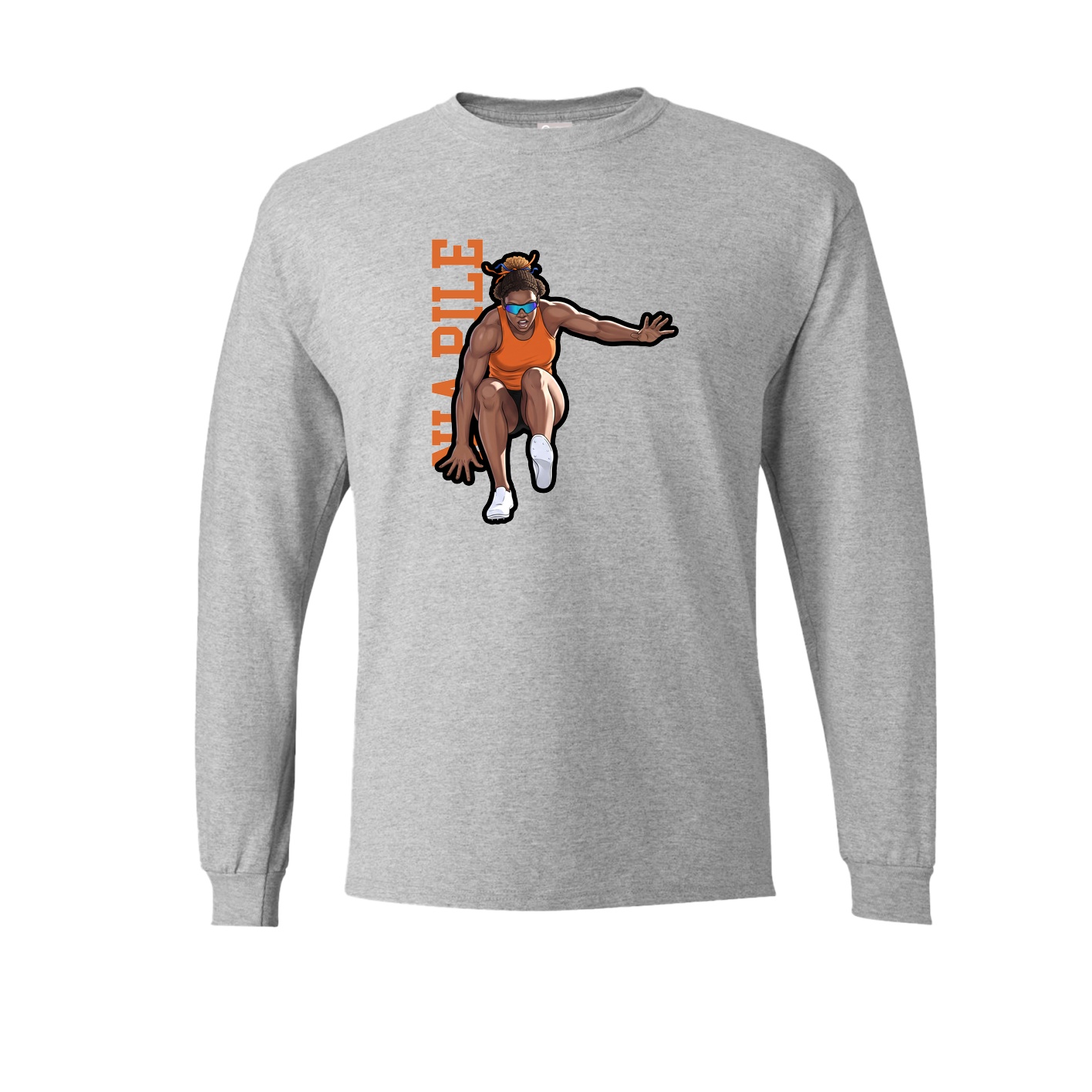 Long Sleeve Tee — Name Vertical in Grey
