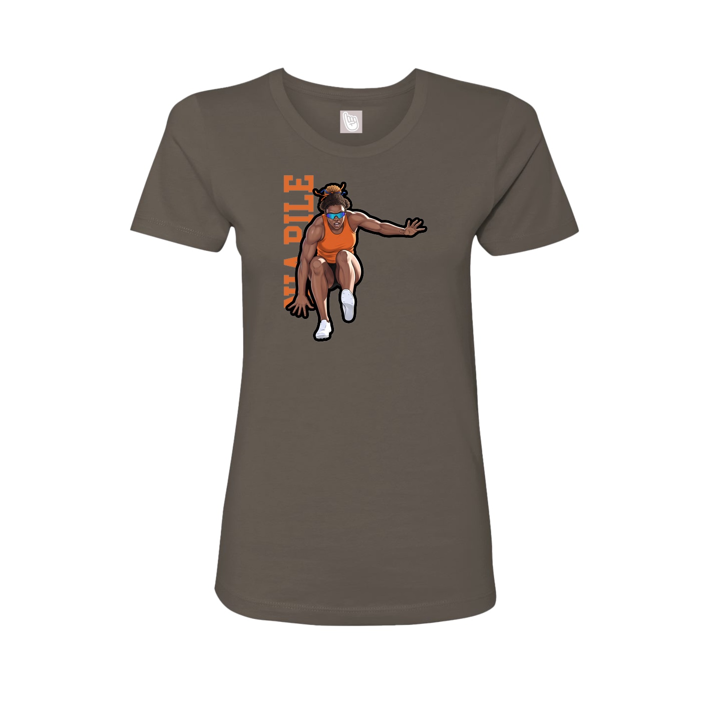 Womens Tee — Name Vertical in Grey