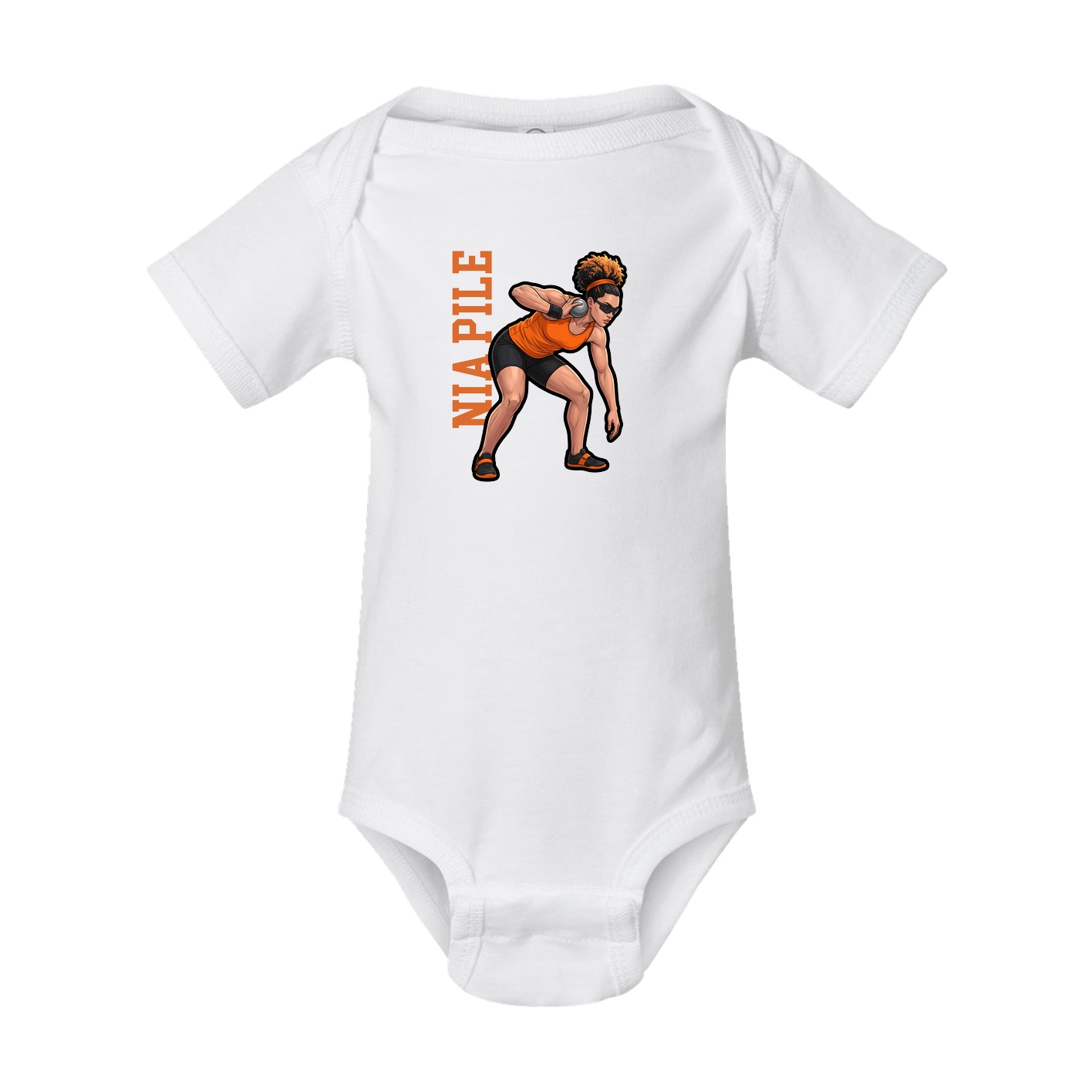 Baby Onesie — Name Vertical in White