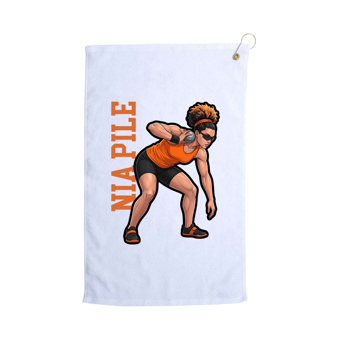 Golf Towel — Name Vertical in White
