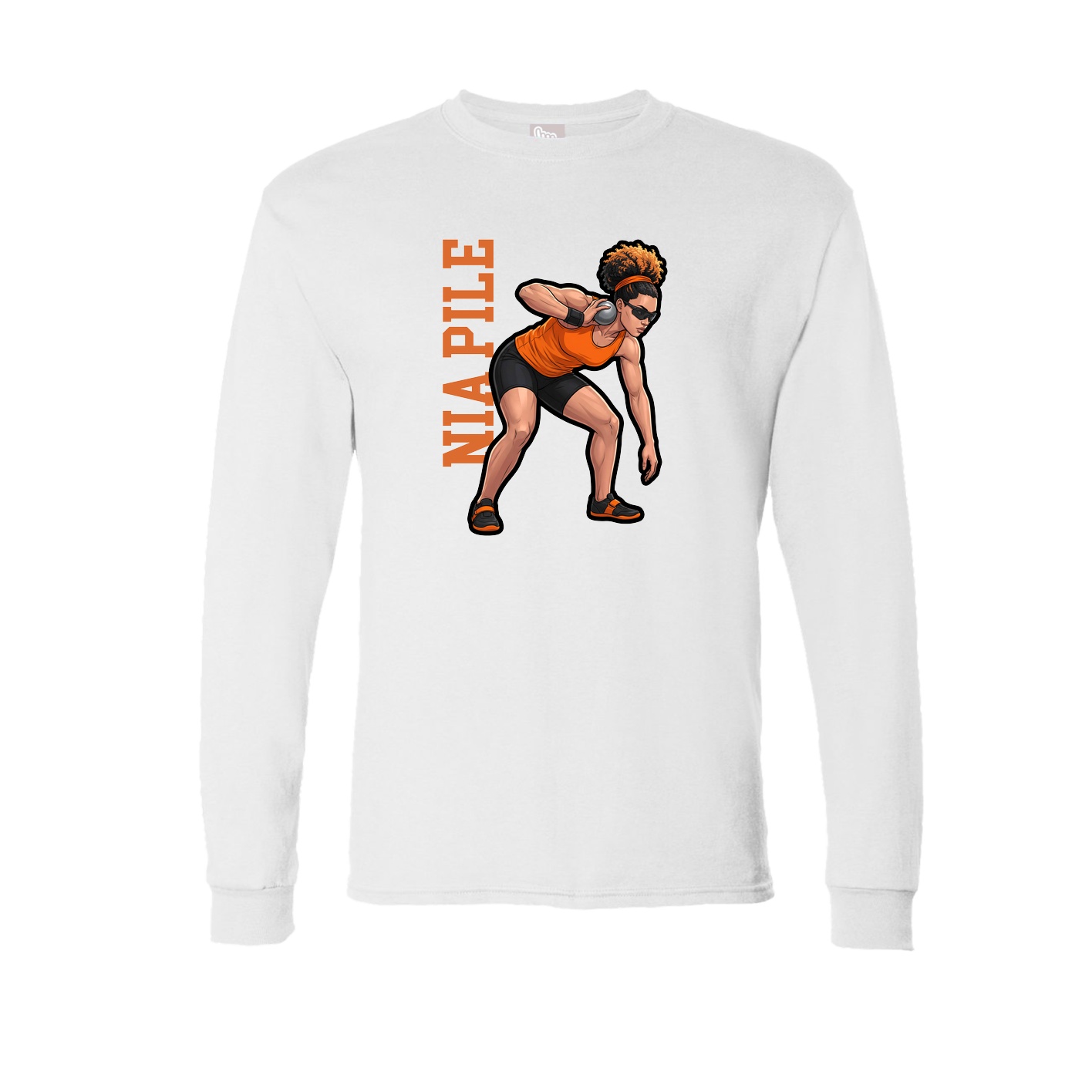 Long Sleeve Tee — Name Vertical in White
