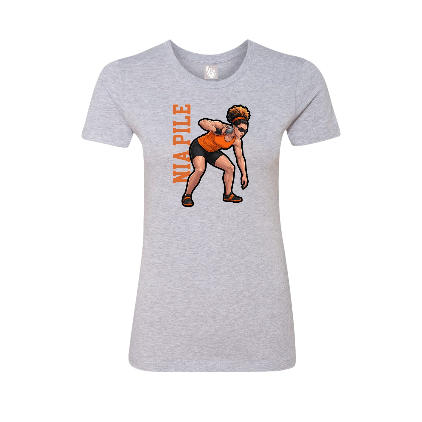 Womens Tee — Name Vertical in Grey