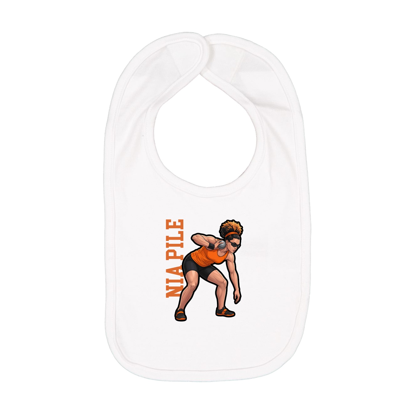 Infant Bib — Name Vertical in White