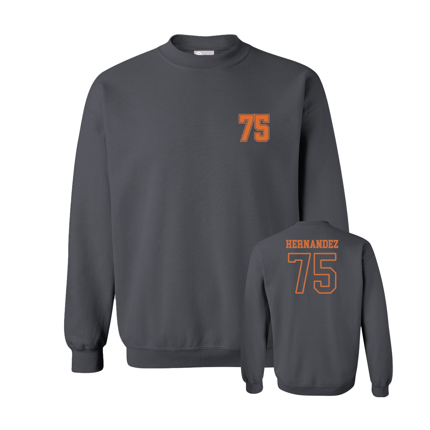 Fleece Crew — Chest Back in Grey