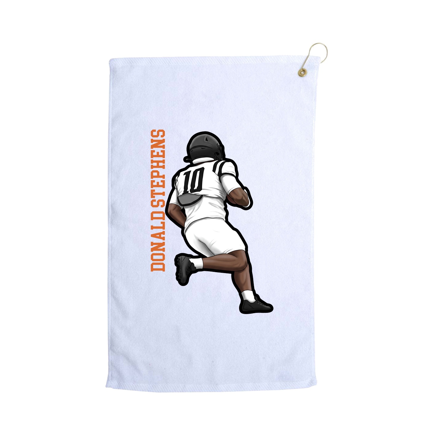 Golf Towel — Name Vertical in White