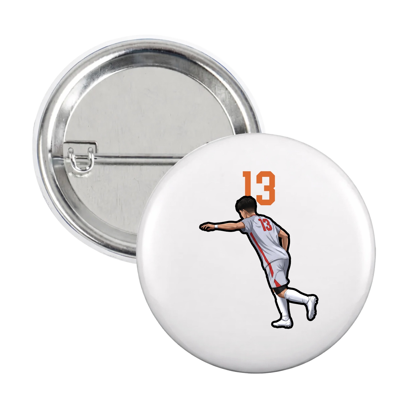 Game Day Button — Number Top in White
