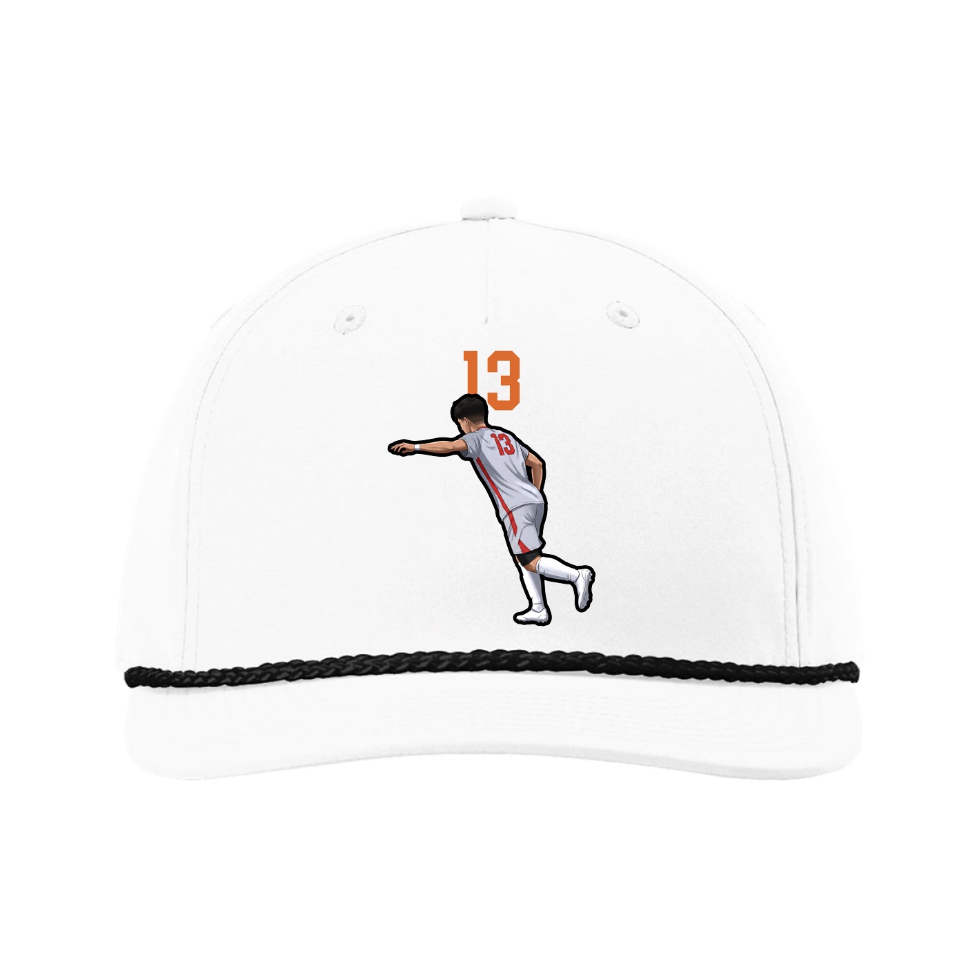 Five-Panel Classic Rope Cap — Number Top in White