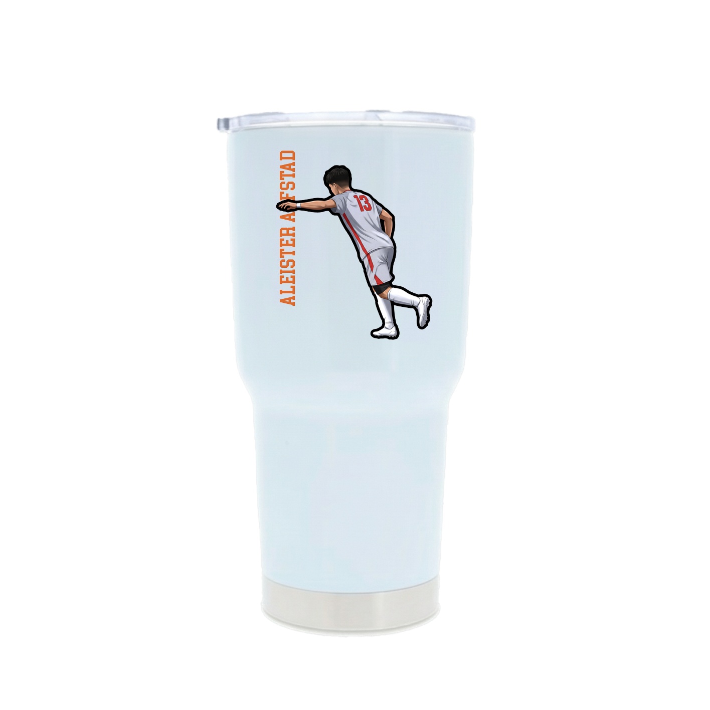 30oz Stainless Steel Tumbler — Name Vertical in White
