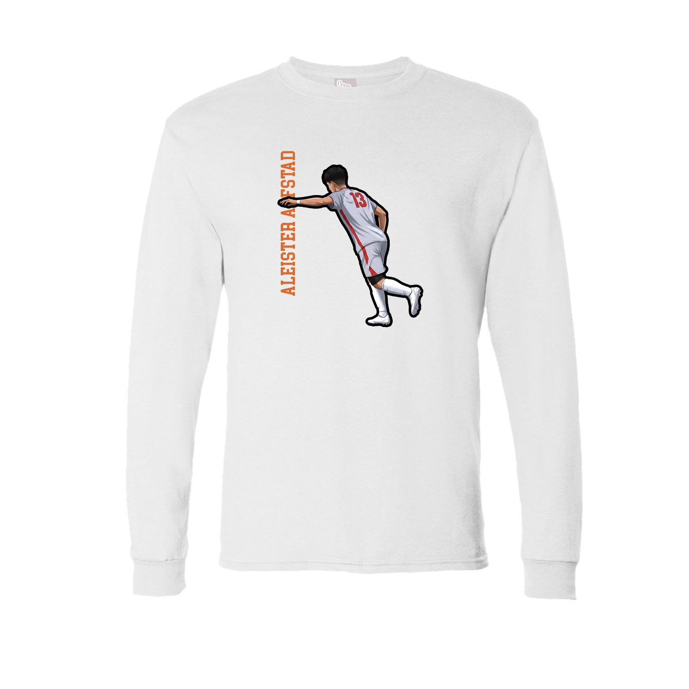 Long Sleeve Tee — Name Vertical in White