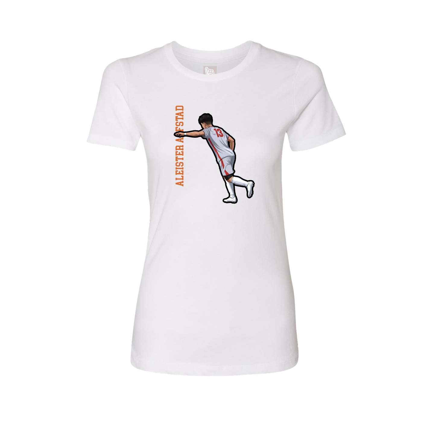 Fitted Women's Tee — Name Vertical in White