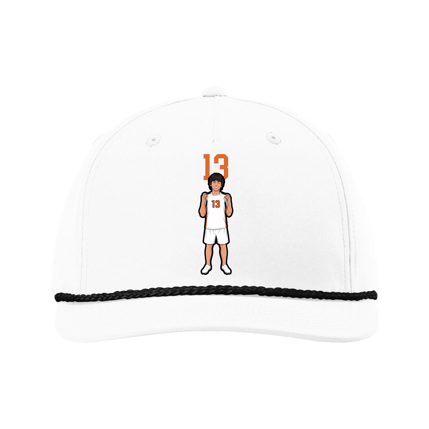 Five-Panel Classic Rope Cap — Number Top in White