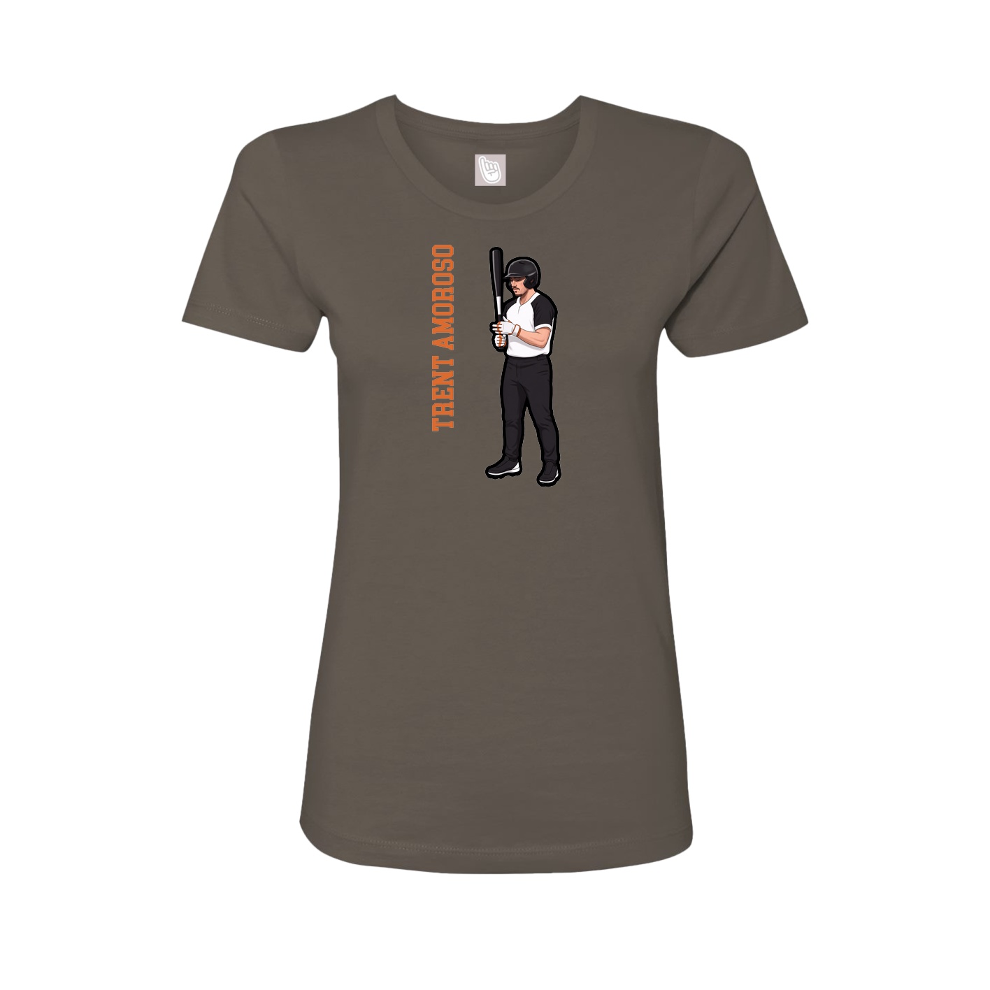 Fitted Women's Tee — Name Vertical in Grey