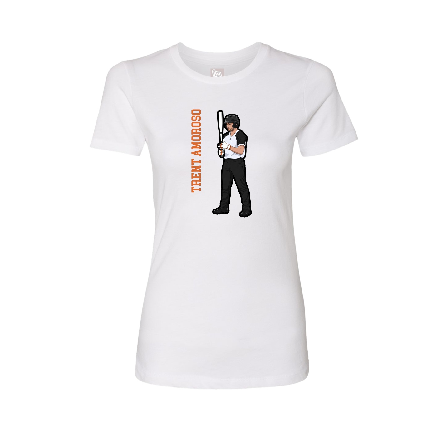 Fitted Women's Tee — Name Vertical in White