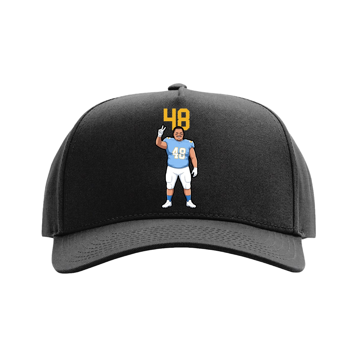 Full Fabric Five-Panel Champ Cap — Number Top in Black