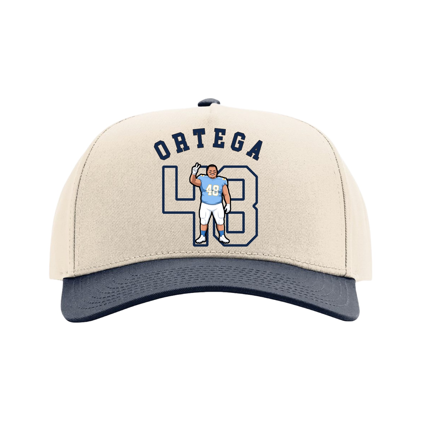 Full Fabric Five-Panel Champ Cap — Shirsey Arch in Cream/Navy