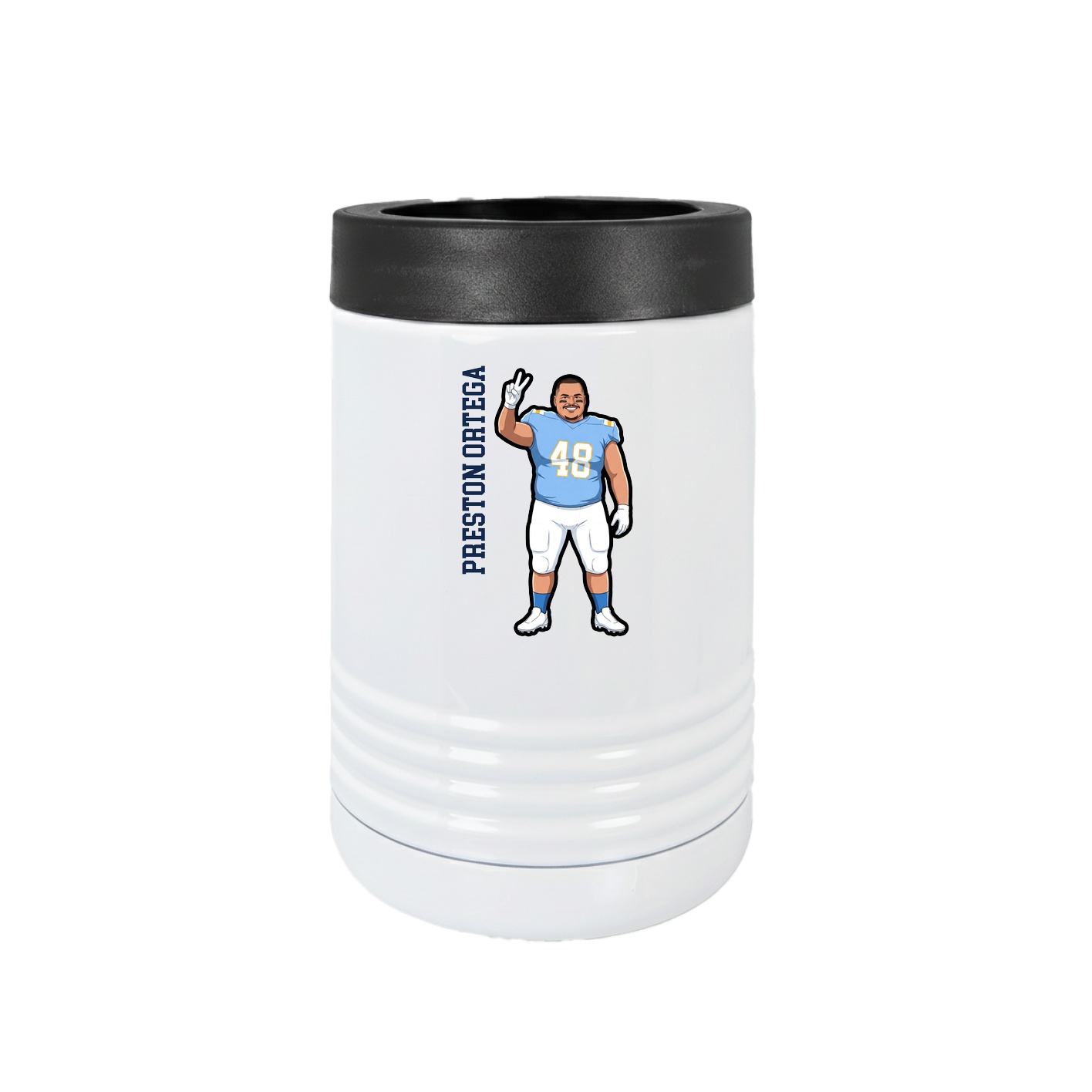 Beverage Holder — Name Vertical in White