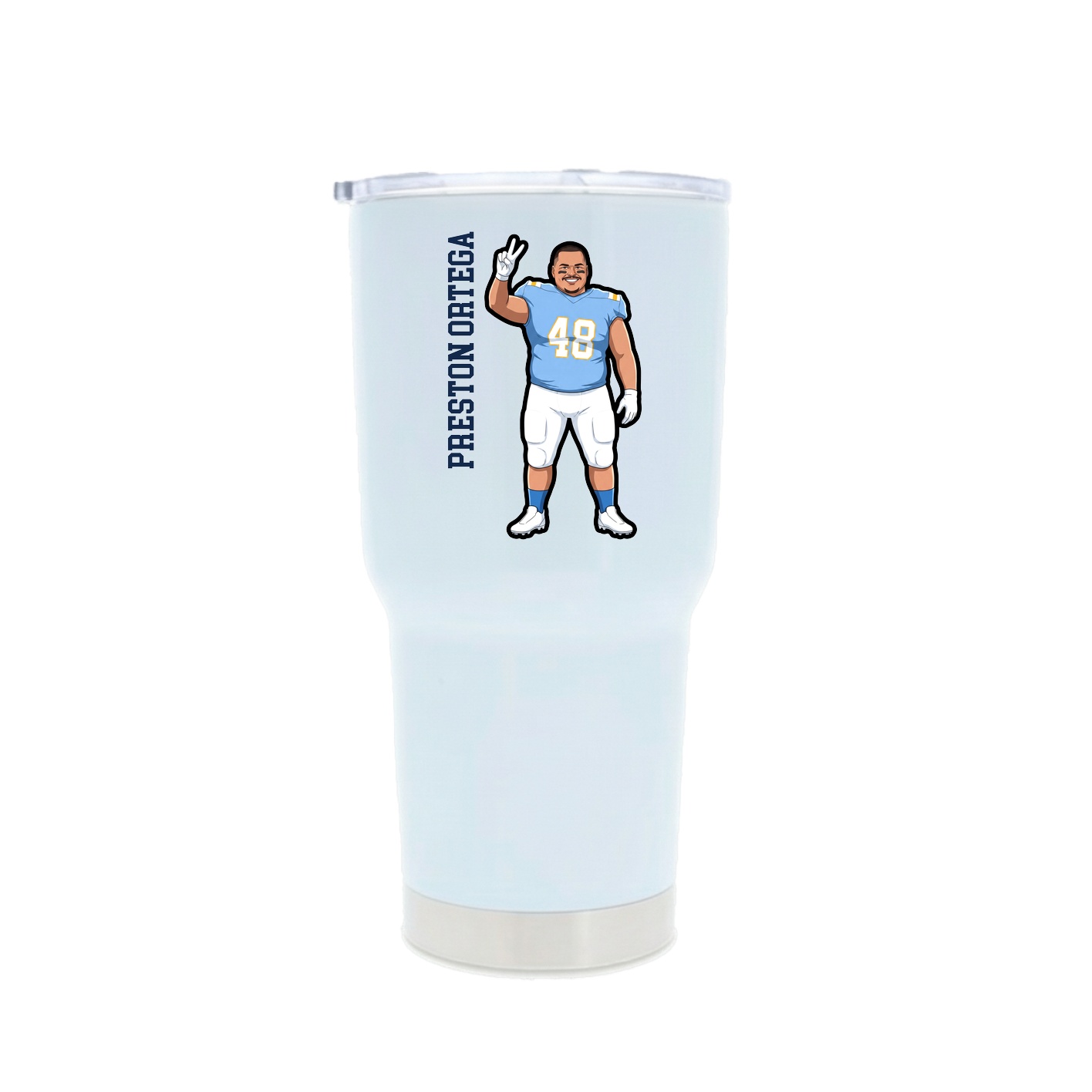 30oz Stainless Steel Tumbler — Name Vertical in White