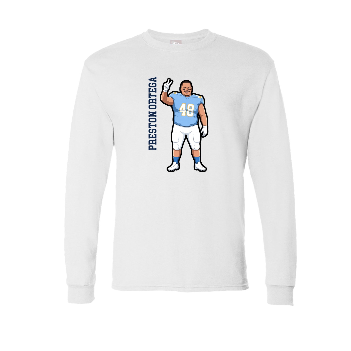 Long Sleeve Tee — Name Vertical in White