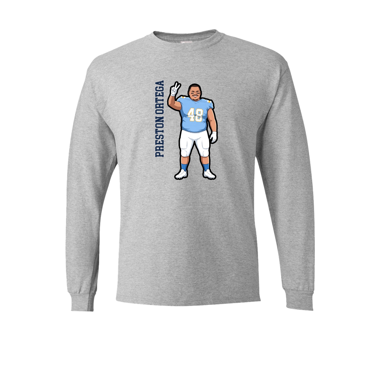 Long Sleeve Tee — Name Vertical in Grey