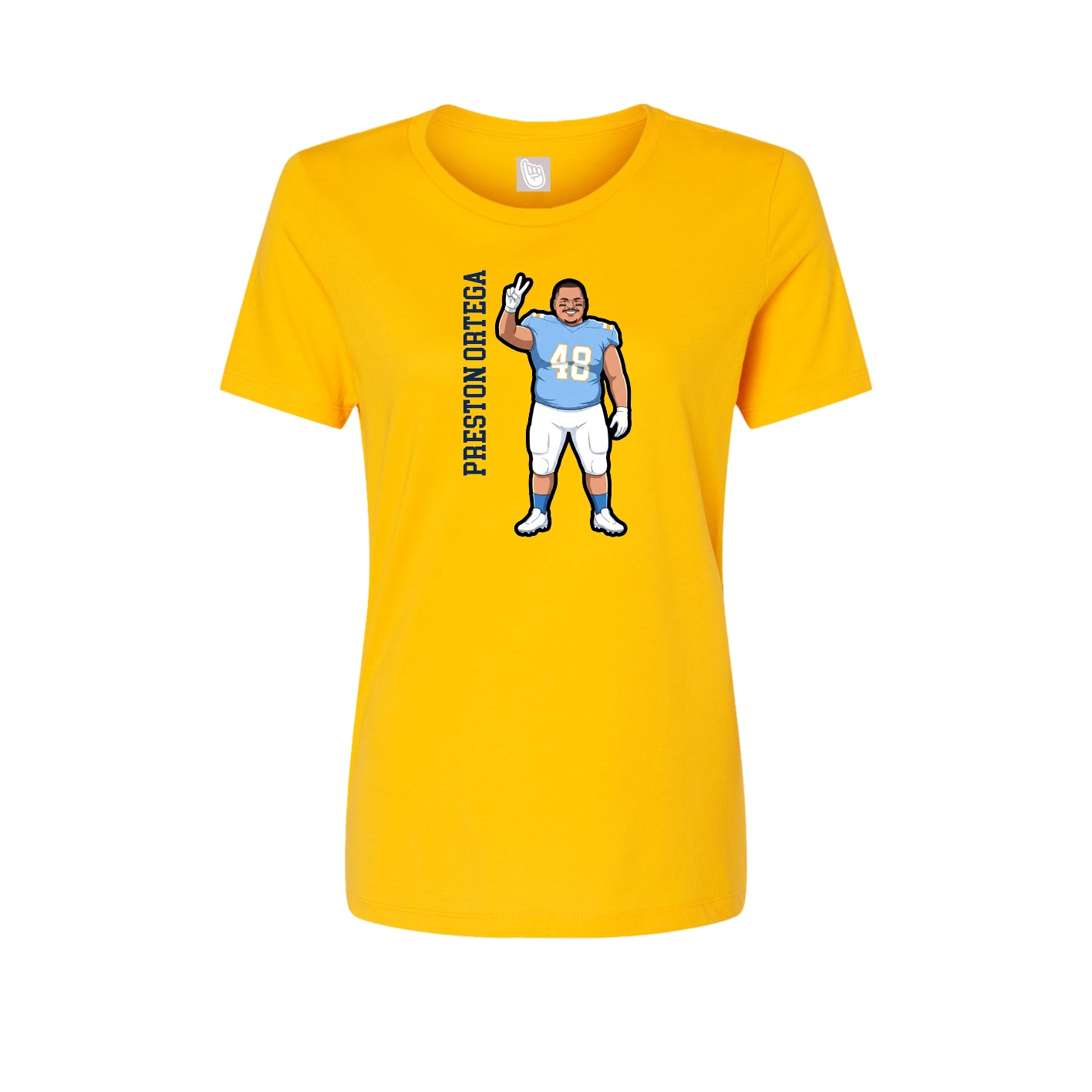 Fitted Women's Tee — Name Vertical in Gold