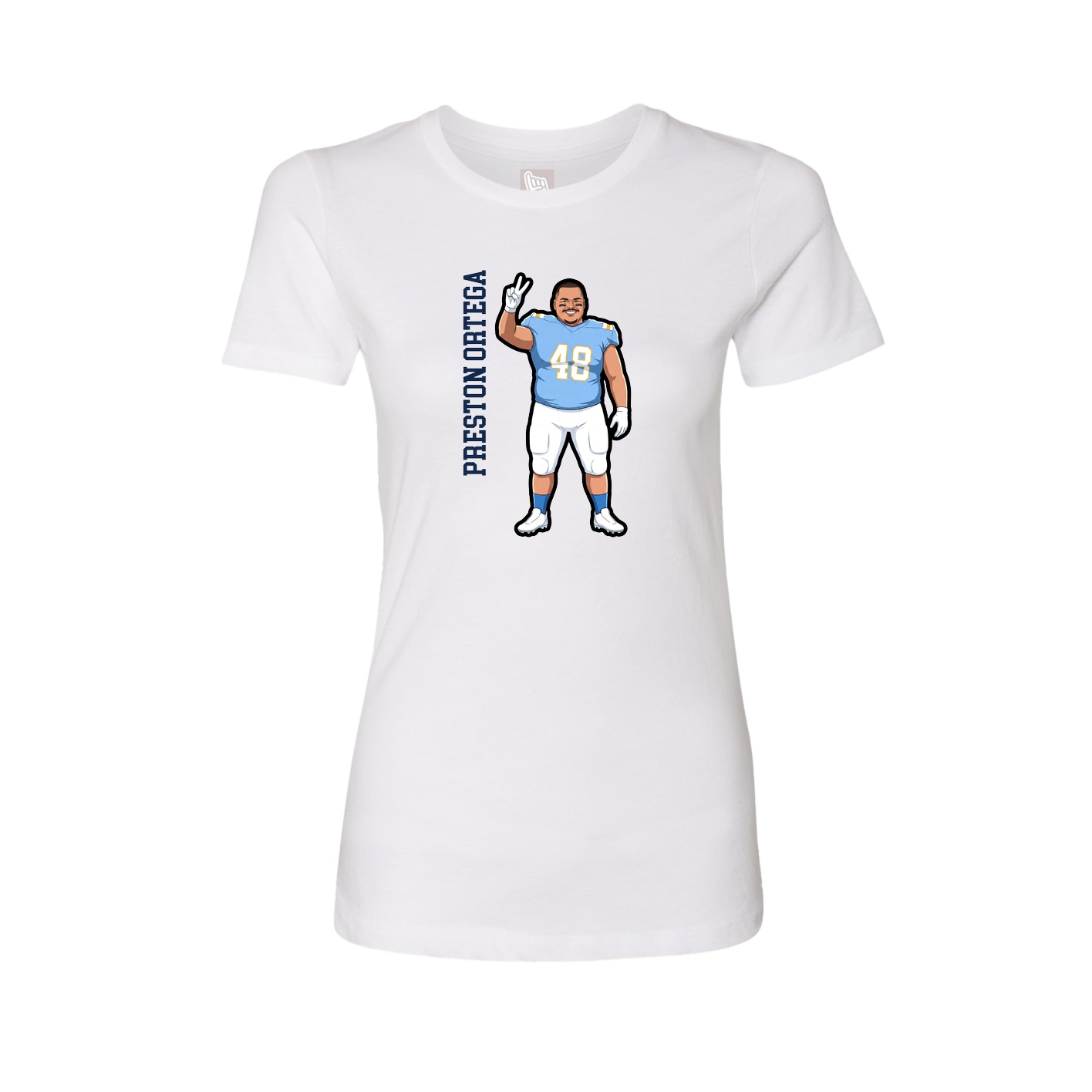 Womens Tee — Name Vertical in White