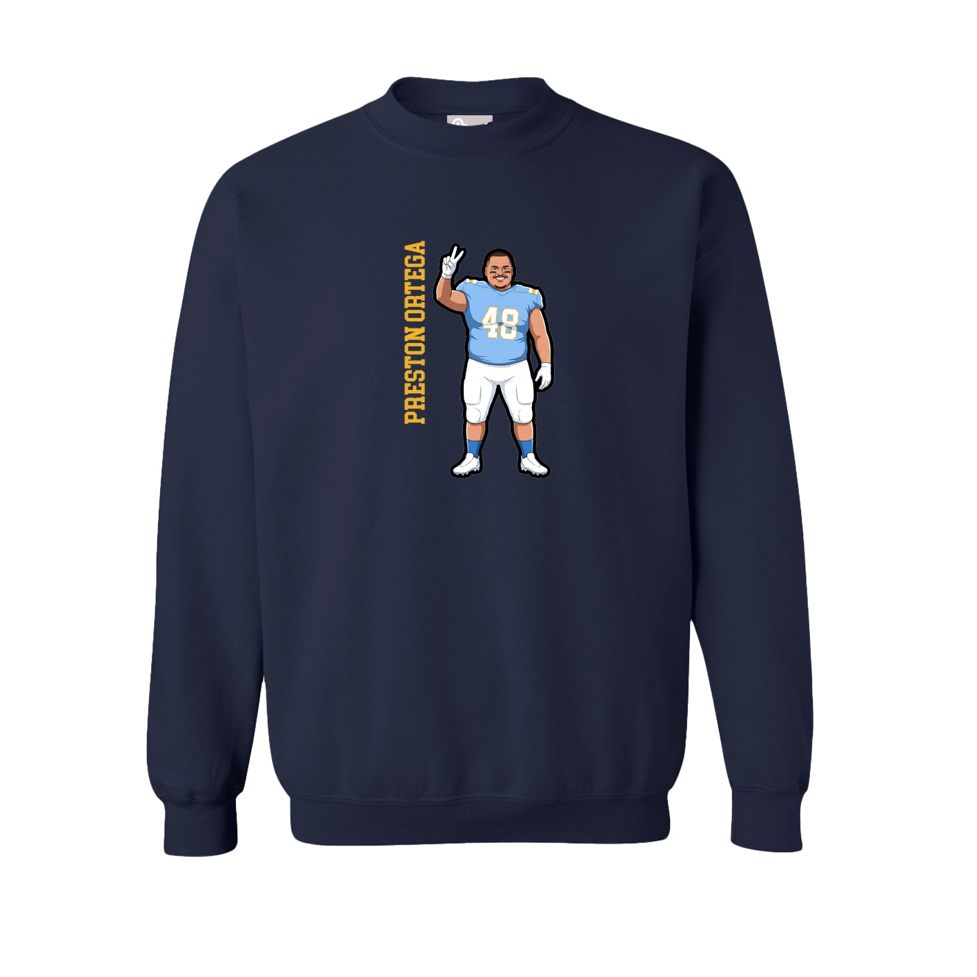 Fleece Crew — Name Vertical in Navy