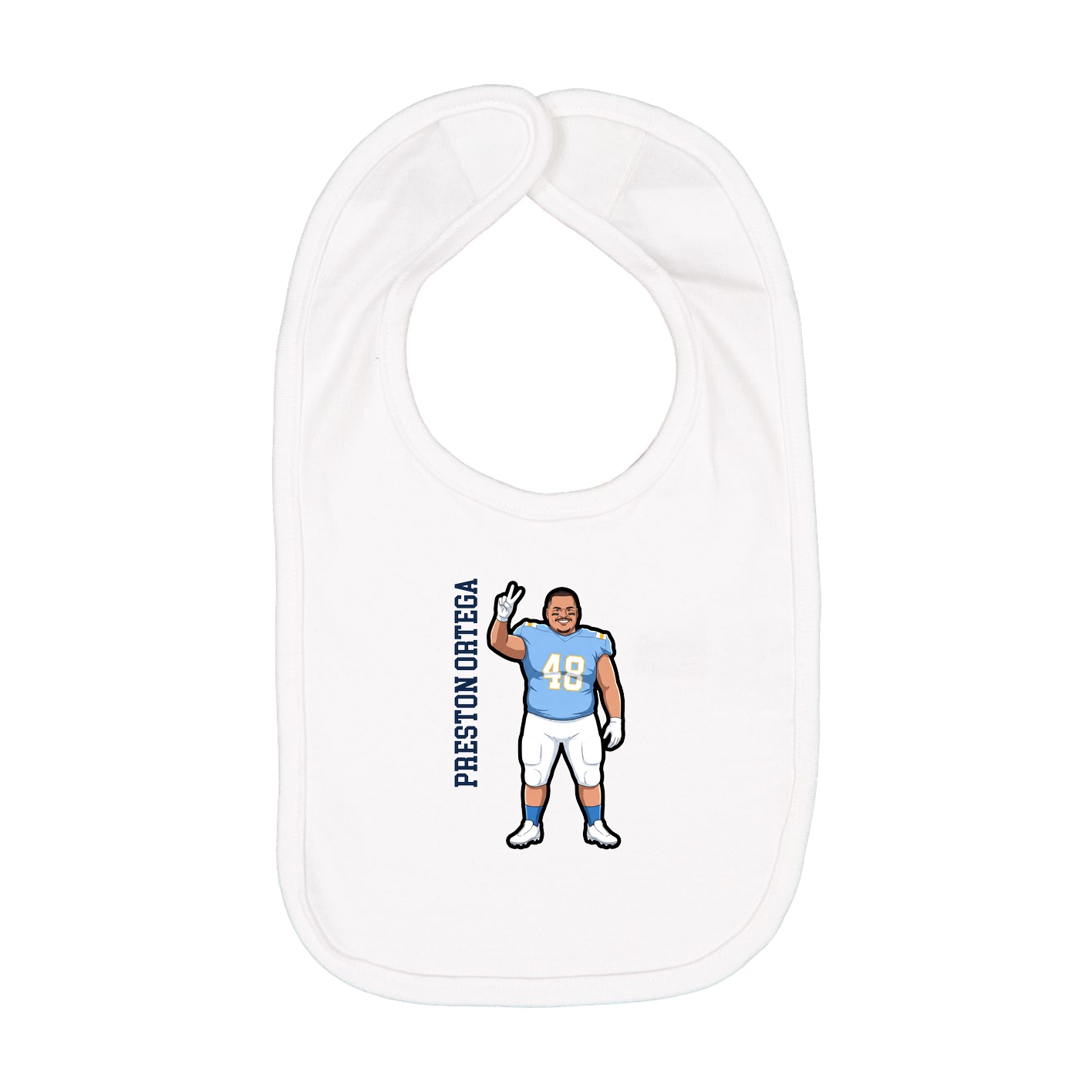Infant Bib — Name Vertical in White