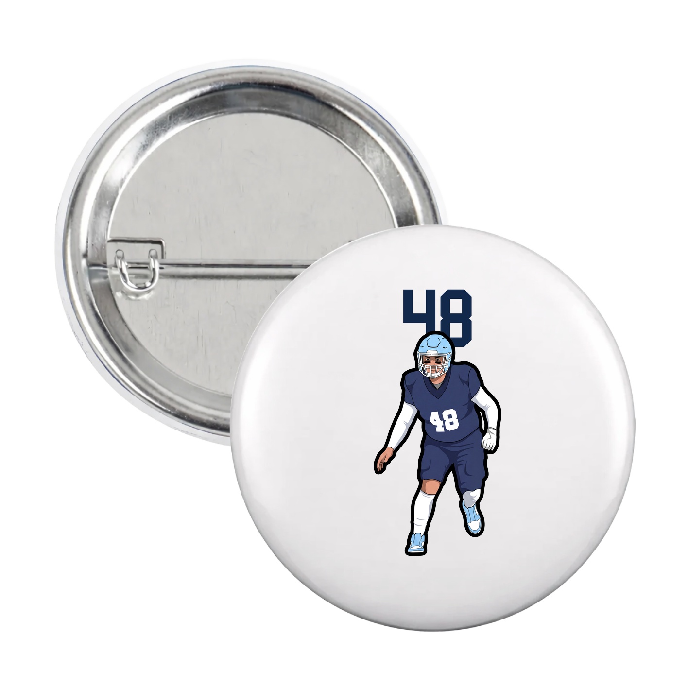 Game Day Button — Number Top in White
