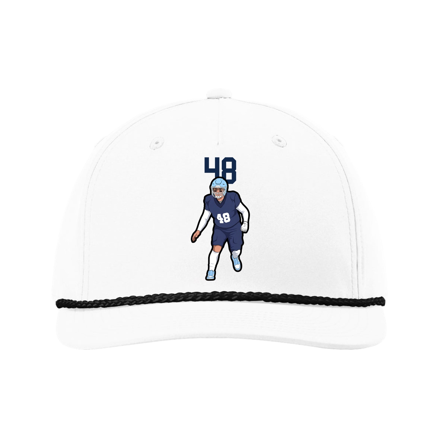 Five-Panel Classic Rope Cap — Number Top in White