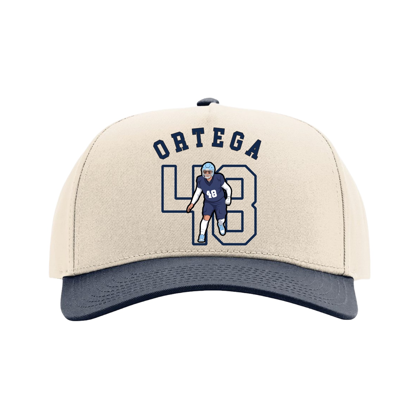 Full Fabric Five-Panel Champ Cap — Shirsey Arch in Cream/Navy