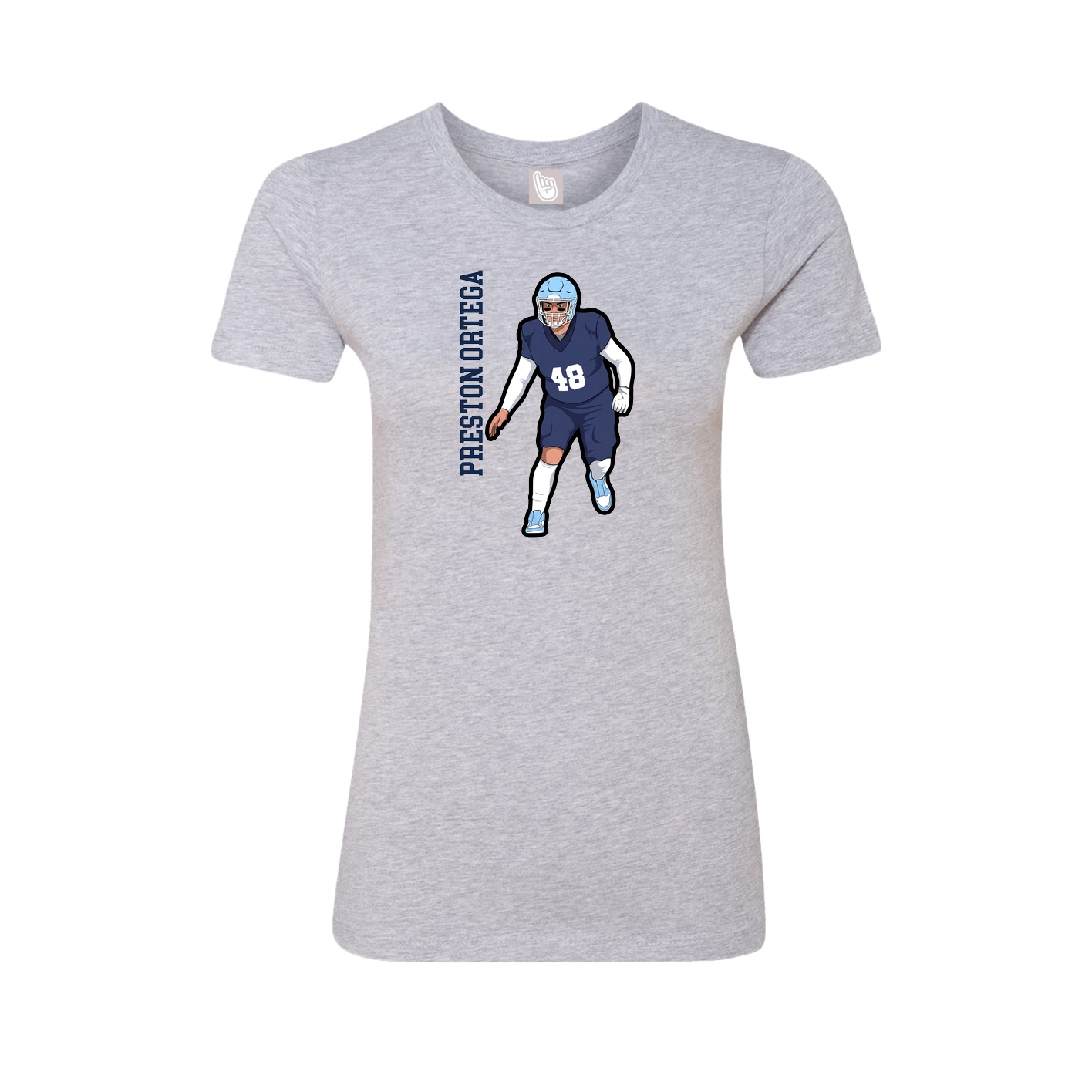 Fitted Women's Tee — Name Vertical in Grey
