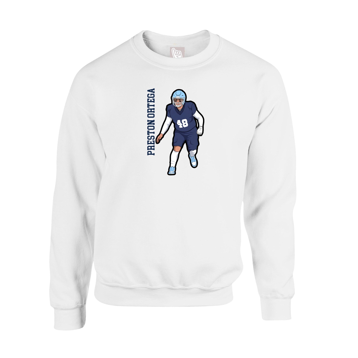 Fleece Crew — Name Vertical in White