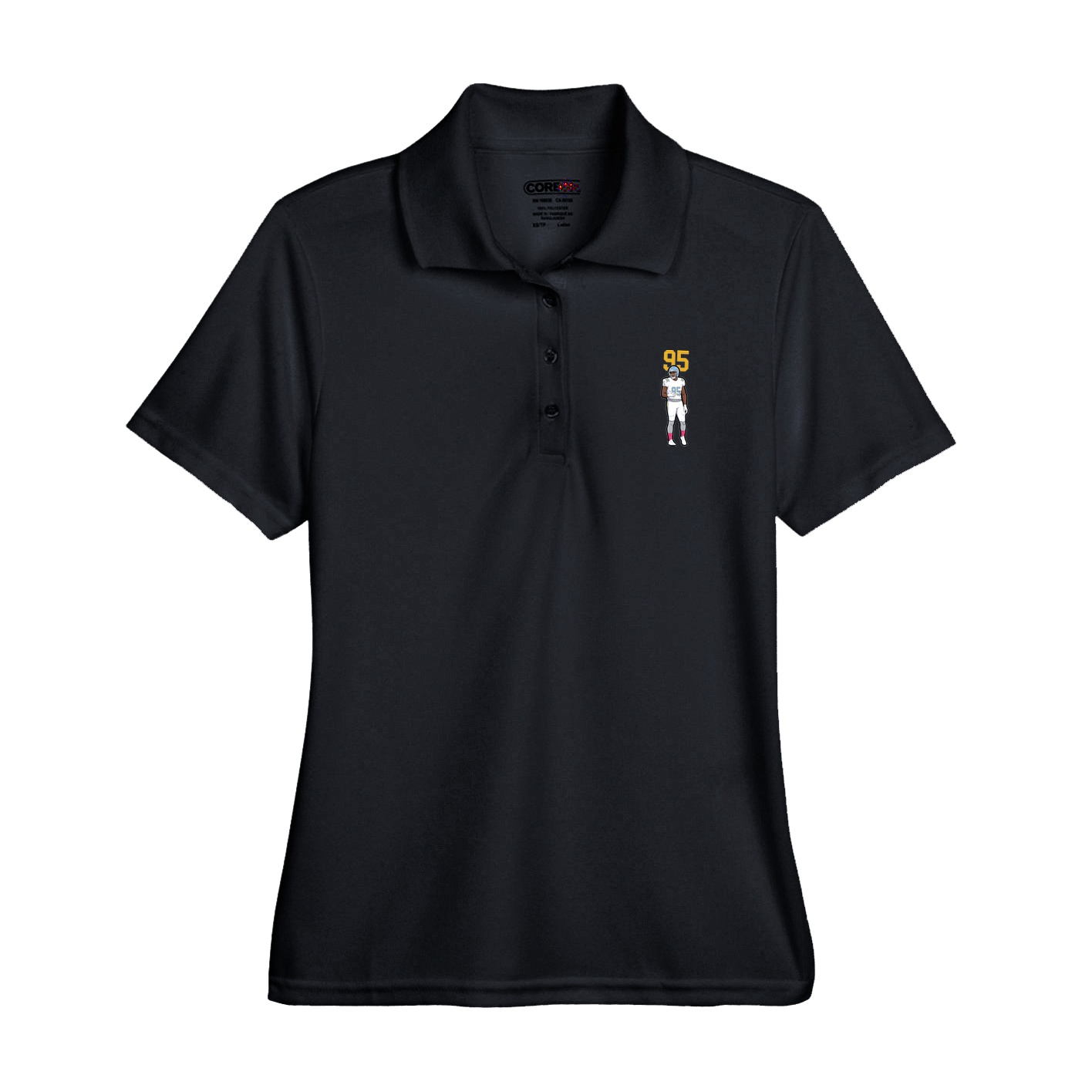 Womens Performance Polo — Number Top in Black