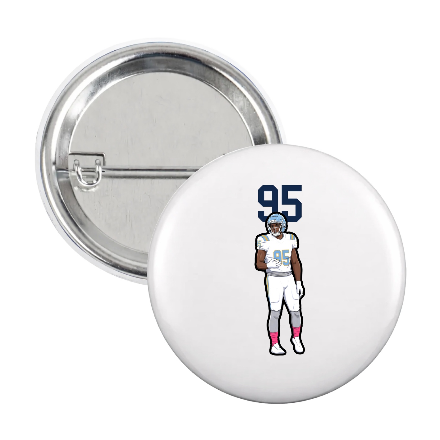 Game Day Button — Number Top in White