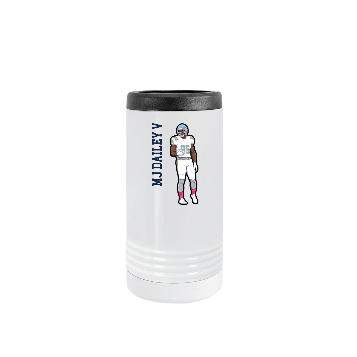 Slim Beverage Holder — Name Vertical in White