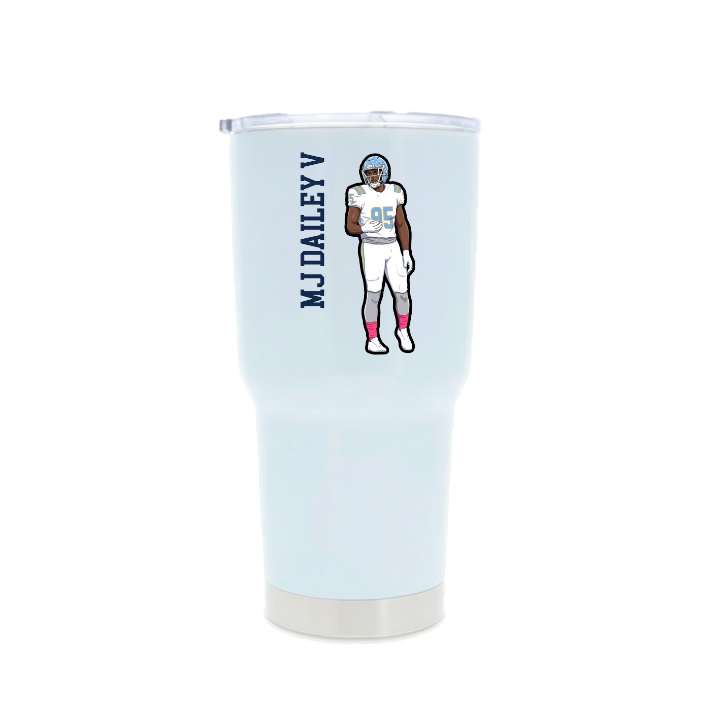 30oz Stainless Steel Tumbler — Name Vertical in White