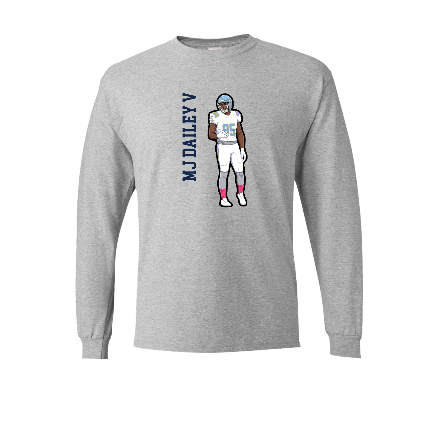Long Sleeve Tee — Name Vertical in Grey