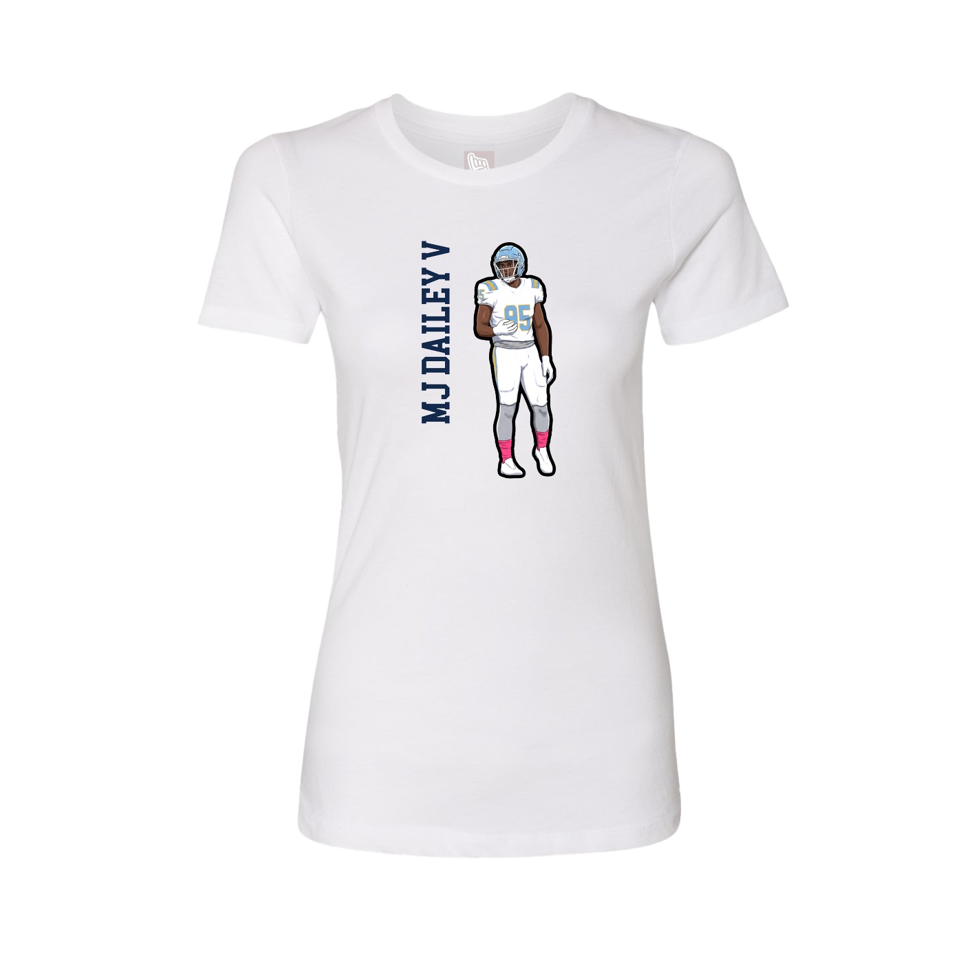 Womens Tee — Name Vertical in White