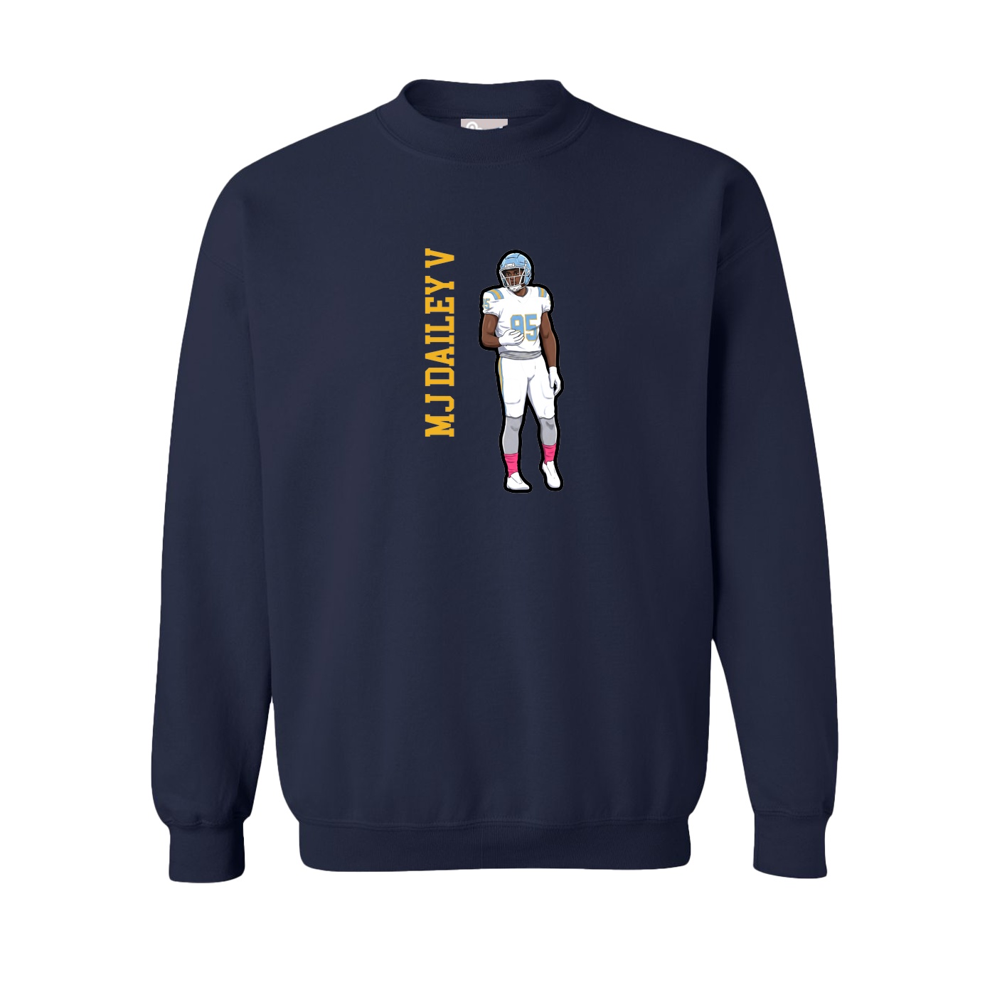 Fleece Crew — Name Vertical in Navy