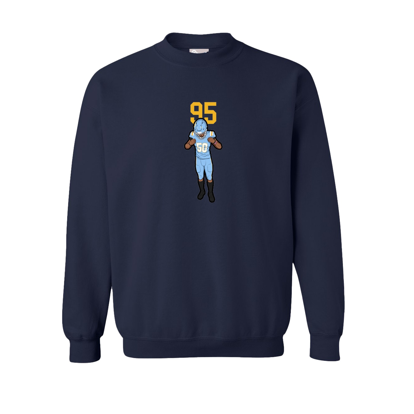 Fleece Crew — Number Top in Navy