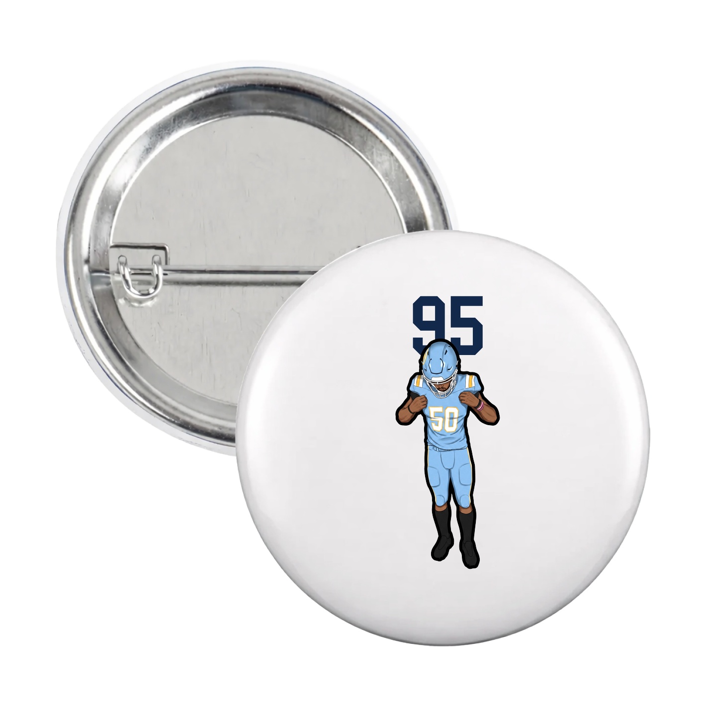 Game Day Button — Number Top in White