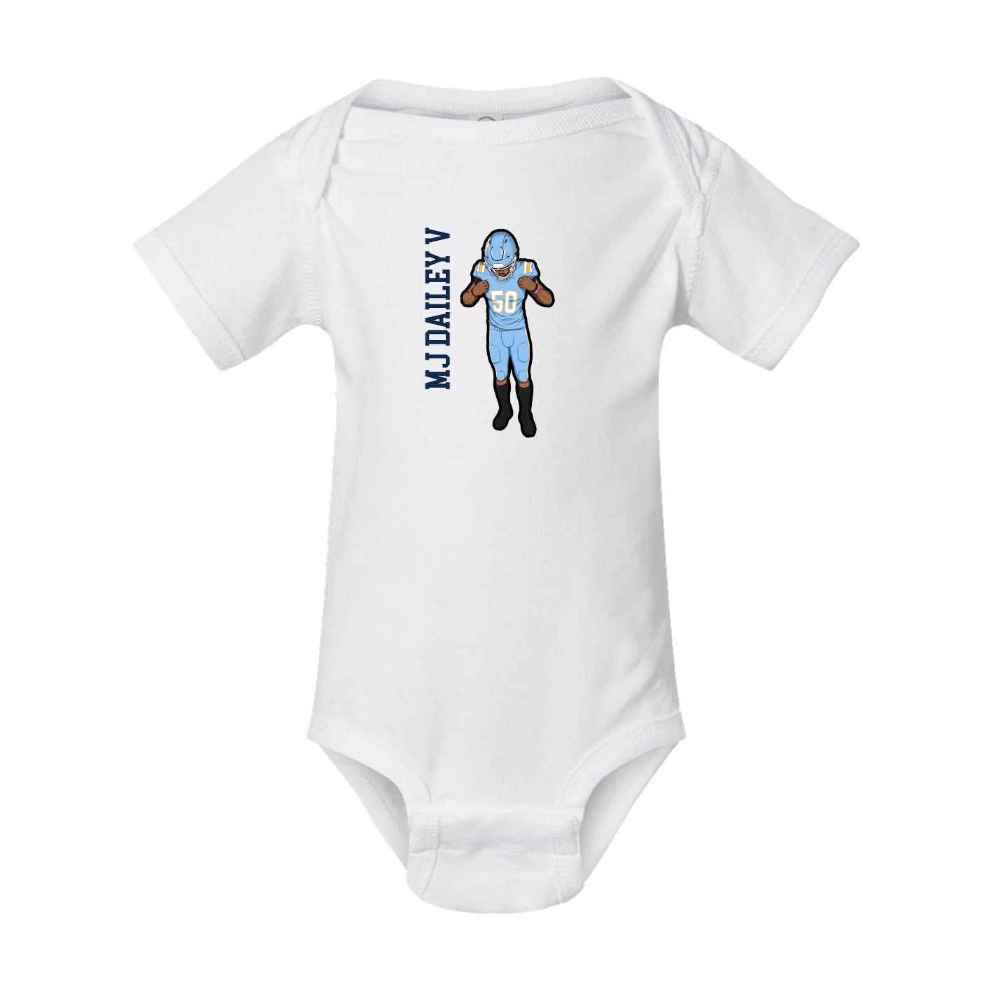 Baby Onesie — Name Vertical in White