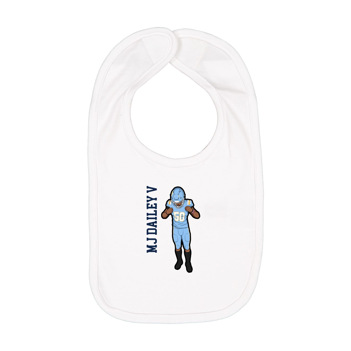 Infant Bib — Name Vertical in White