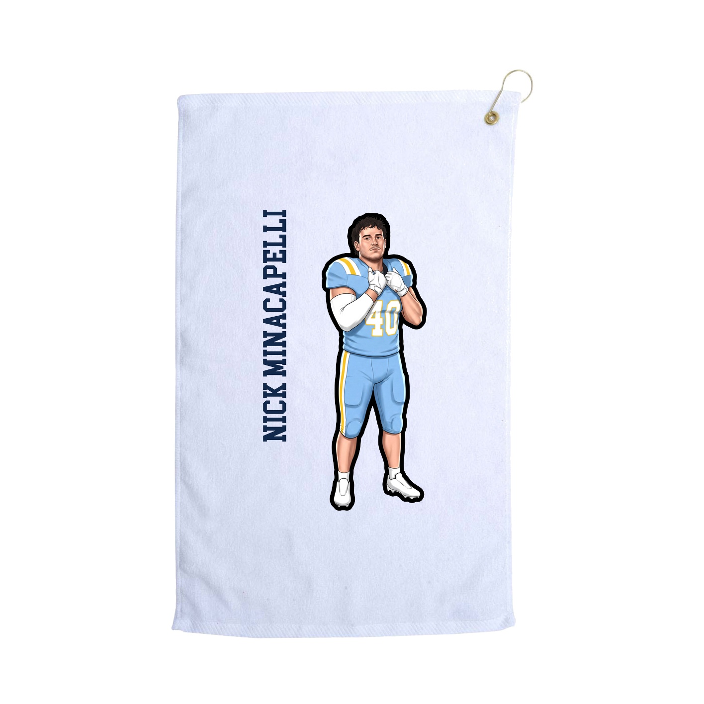 Golf Towel — Name Vertical in White