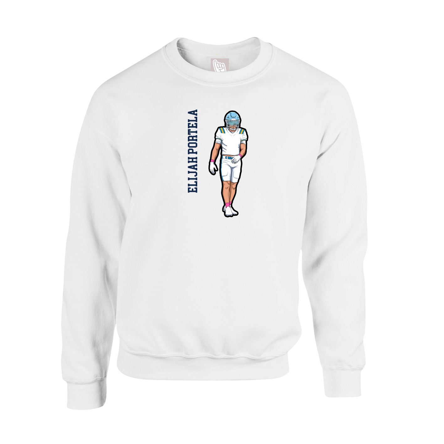 Fleece Crew — Name Vertical in White