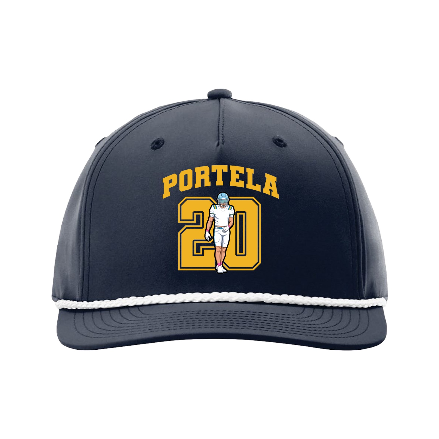Five-Panel Classic Rope Cap — Number in Navy