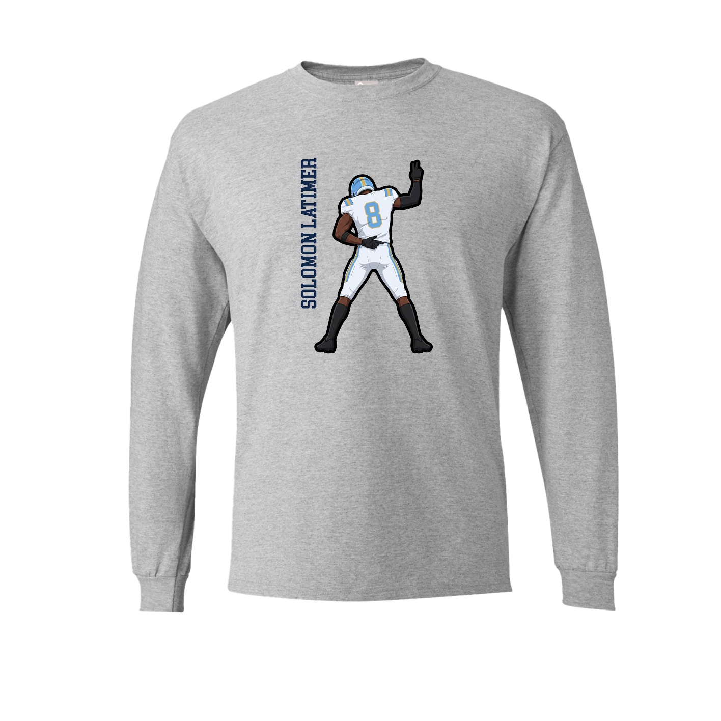 Long Sleeve Tee — Name Vertical in Grey