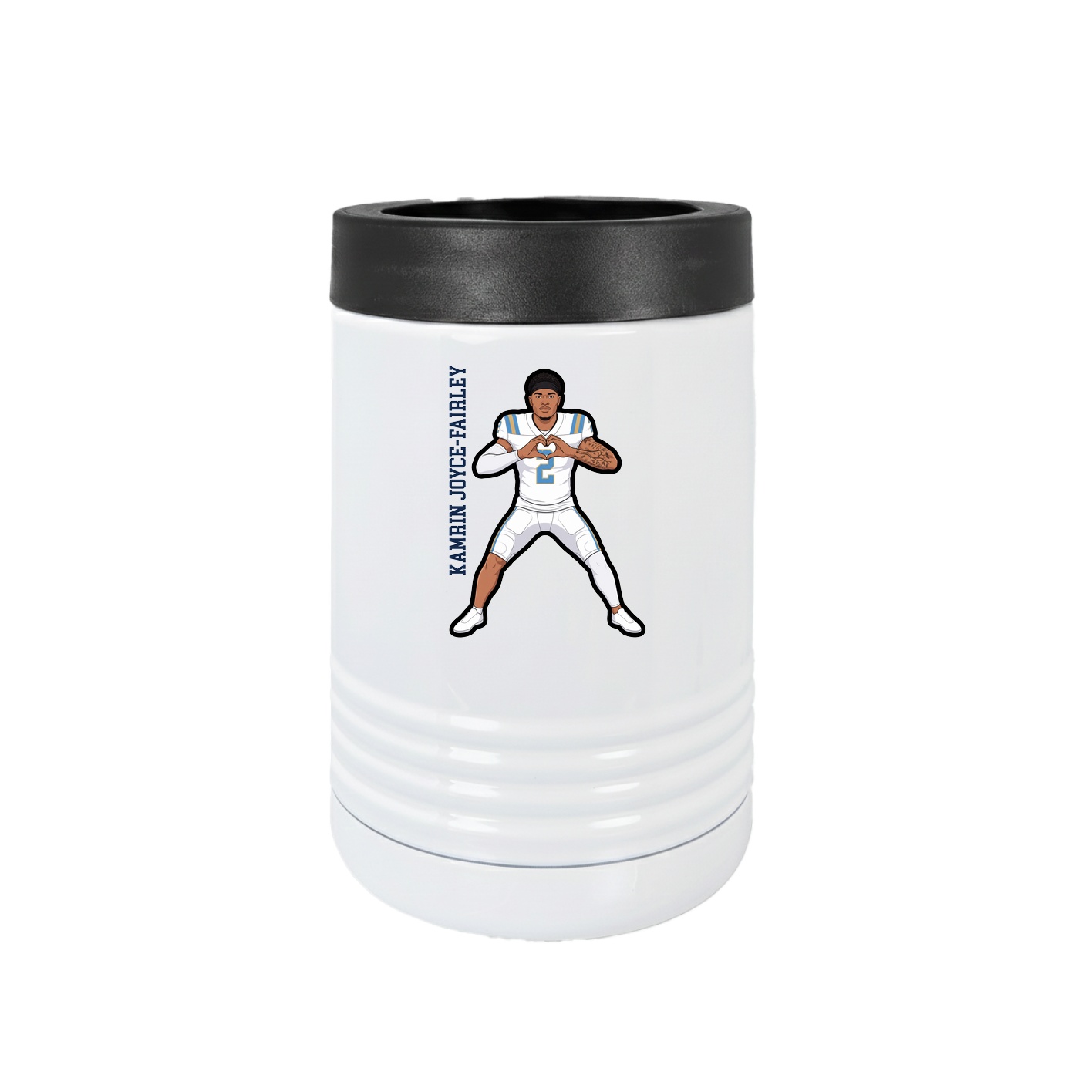 Beverage Holder — Name Vertical in White