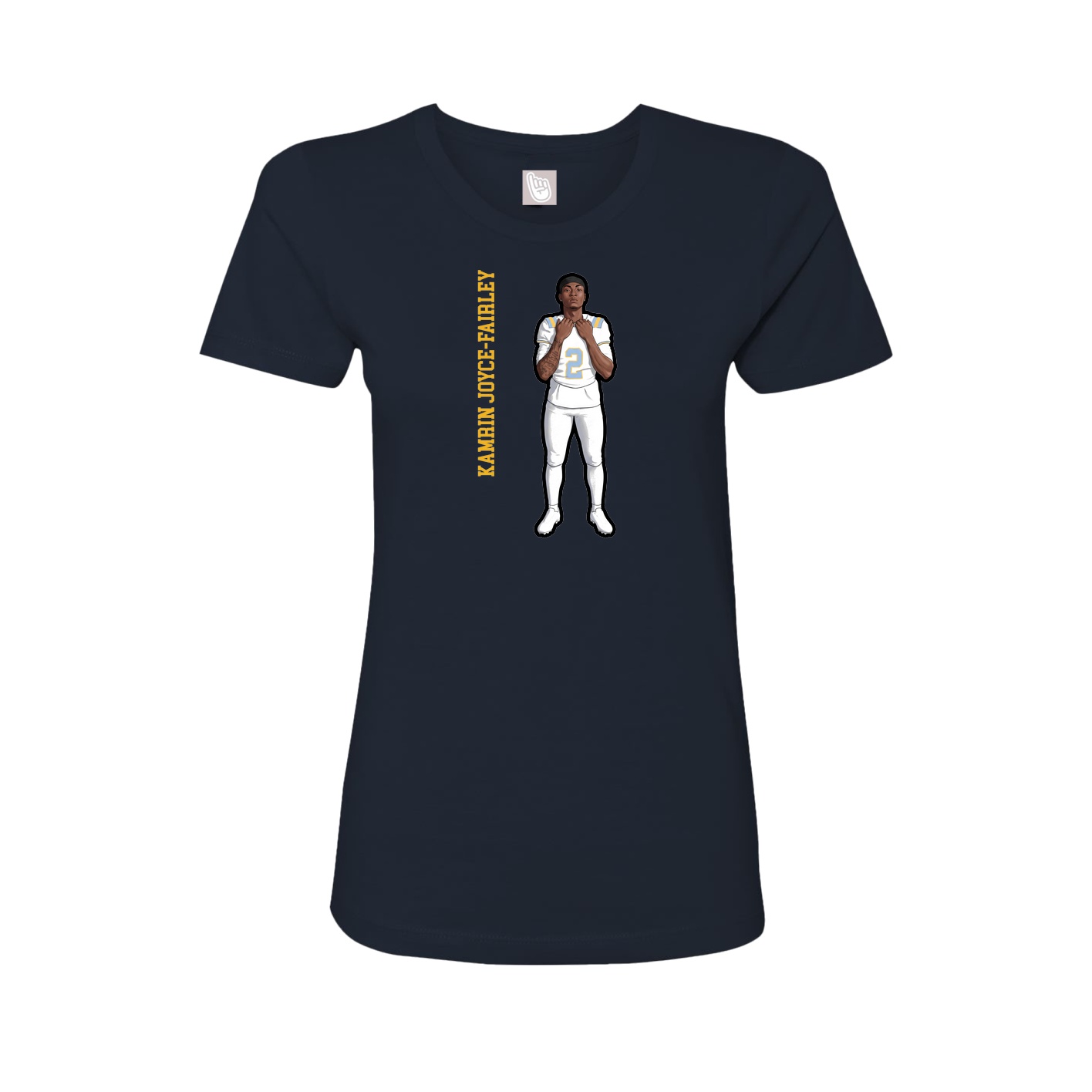 Fitted Women's Tee — Name Vertical in Navy
